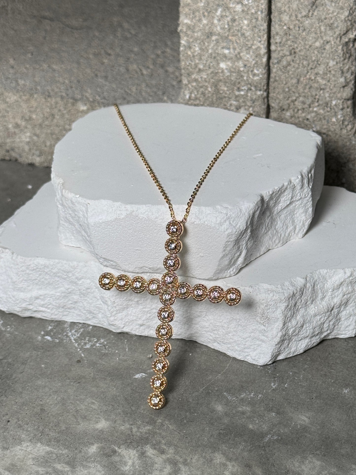 Divine Sparkle Cross Necklace Gold Dipped Metal Coating Jewelry Accessory with Elegant Cross Design for Everyday Wear