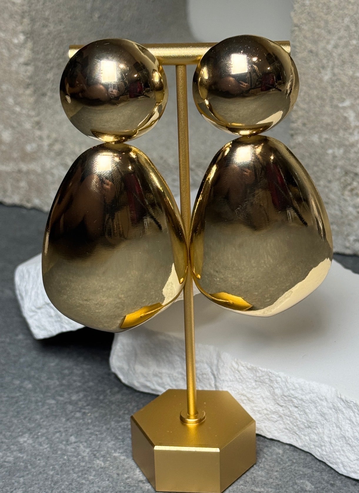 Clip On Chunky Bubble Double 2 Layer Earrings