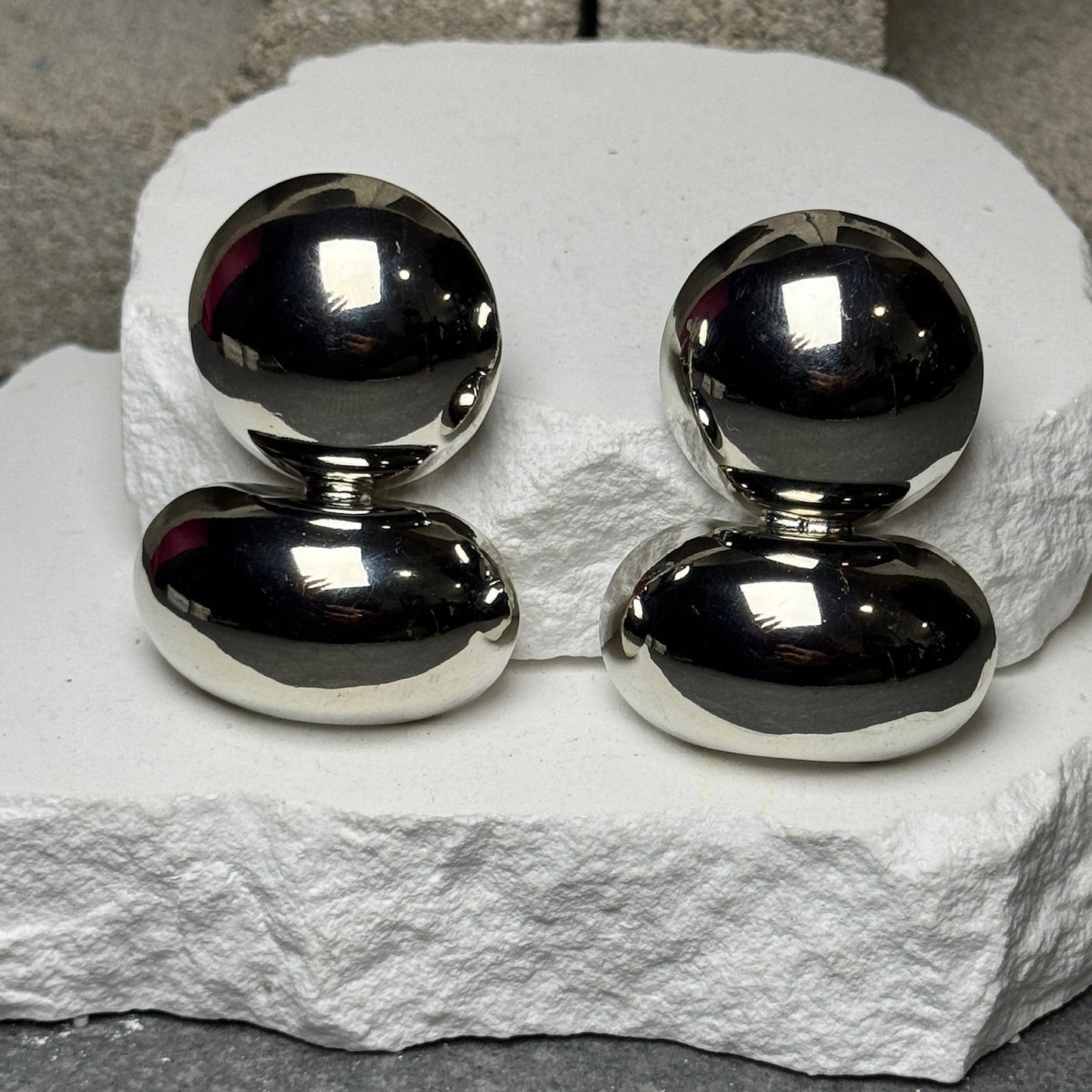 Twice The Drama Stud Clip On Earrings