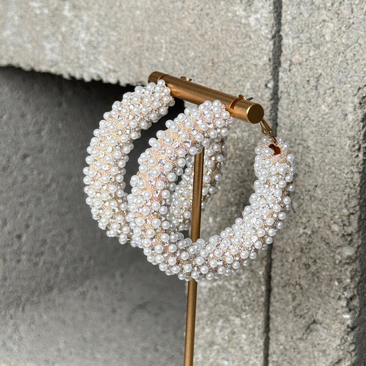 Hoop Dreams Pearl Earrings