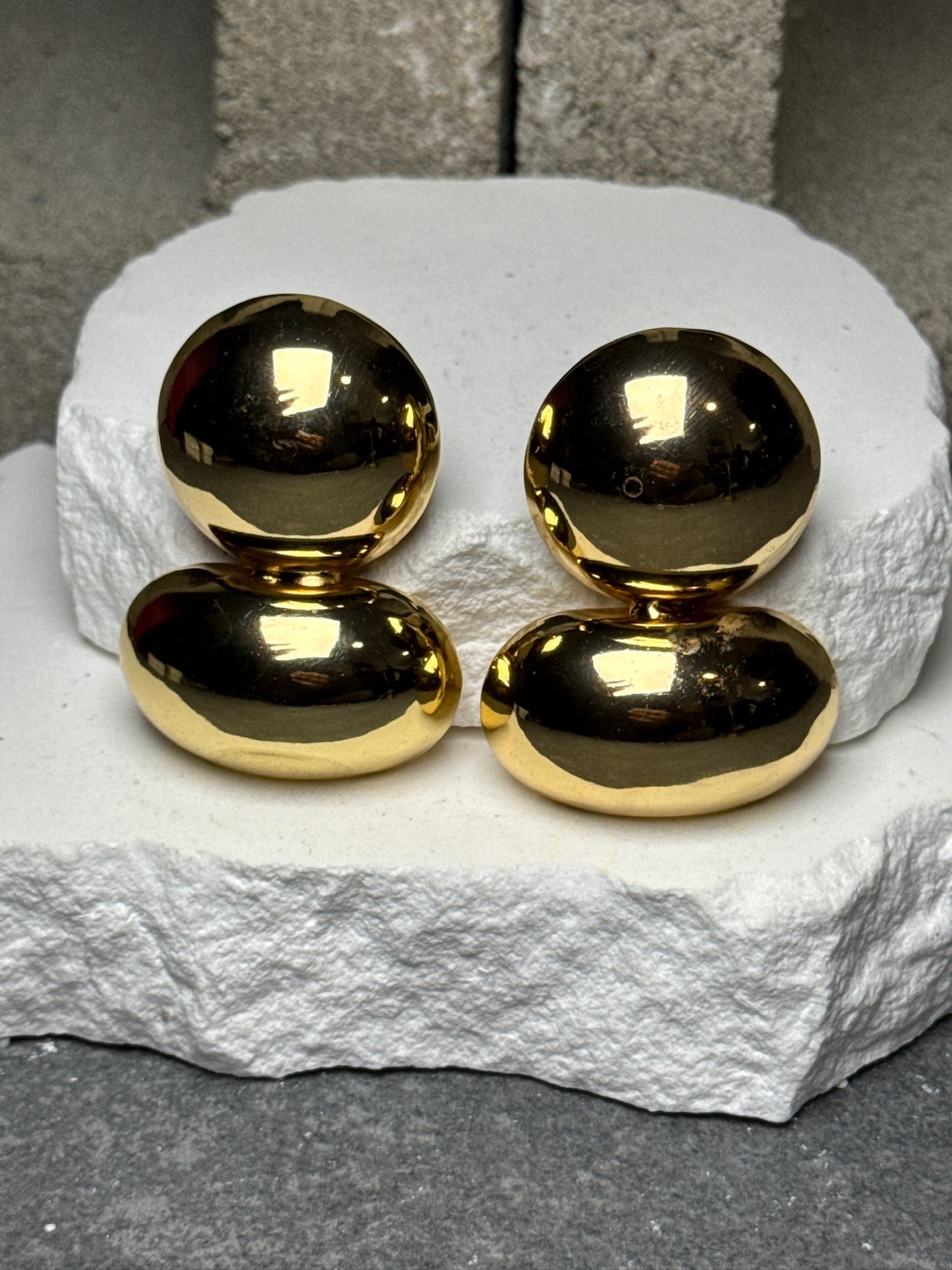 Twice The Drama Stud Clip On Earrings