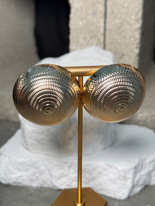 Solar Orbit Textured Studs Earrings - Gold Finish, Bold Textured Design, Subtle Shimmer, Statement-Making Jewelry for Everyday Wear