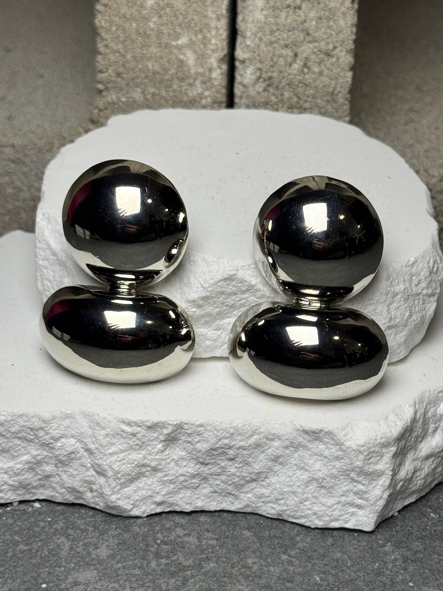 Twice The Drama Stud Clip On Earrings