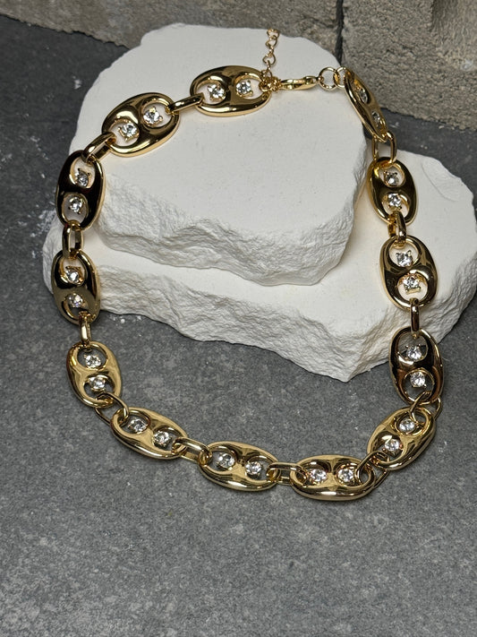 So Cap Rhinestone Necklace 17" w/ Extender