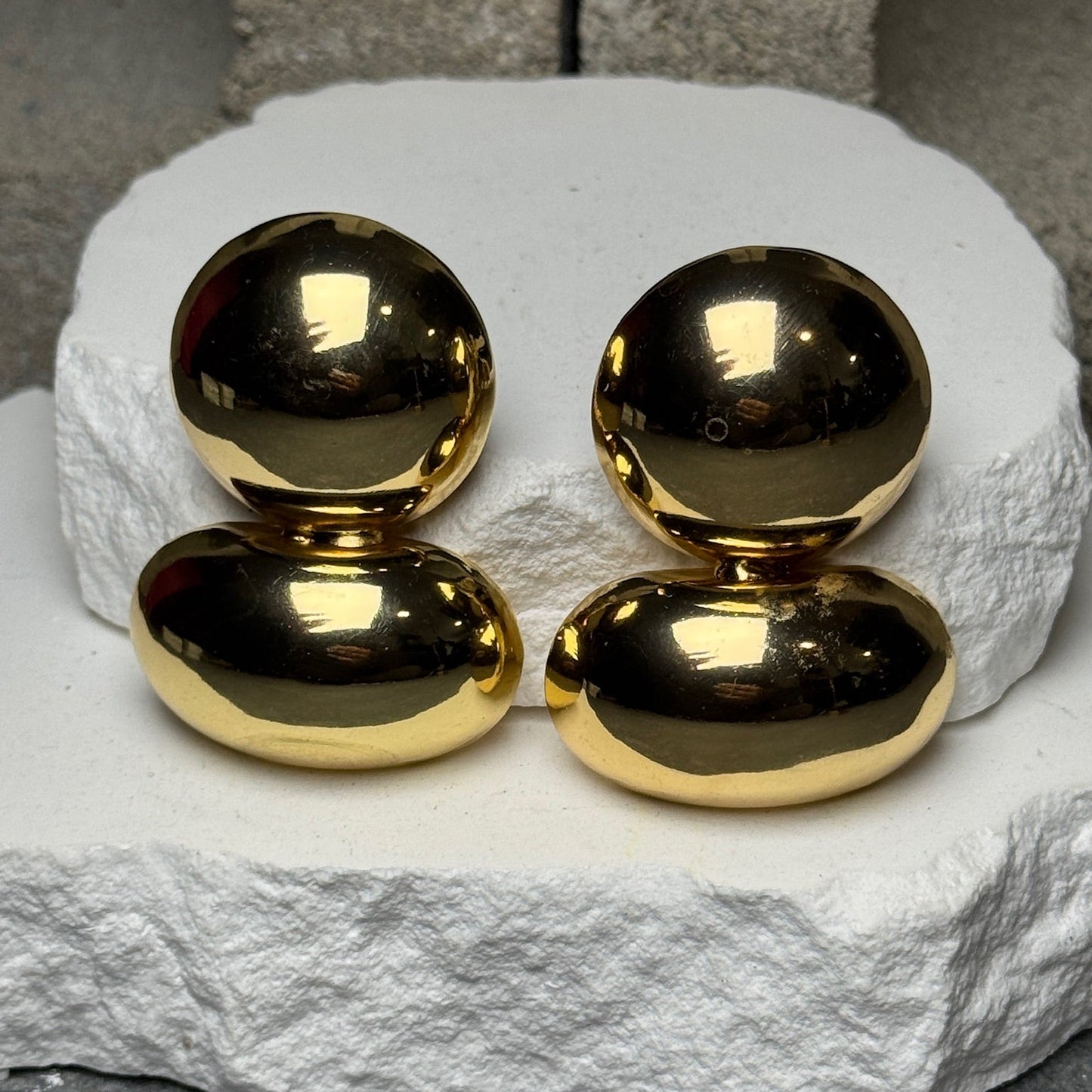 Twice The Drama Stud Clip On Earrings