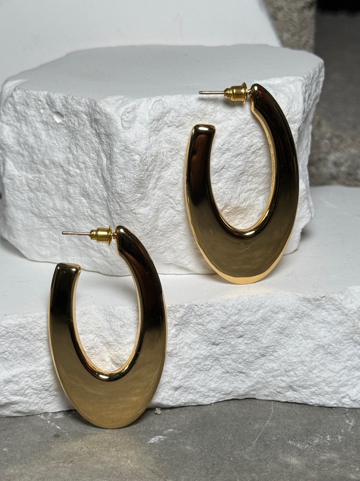 Sculpt Oval Hoops - Ultra-Thin Lightweight Metal Earrings with Polished Finish & Sleek Flat Profile for Everyday Style