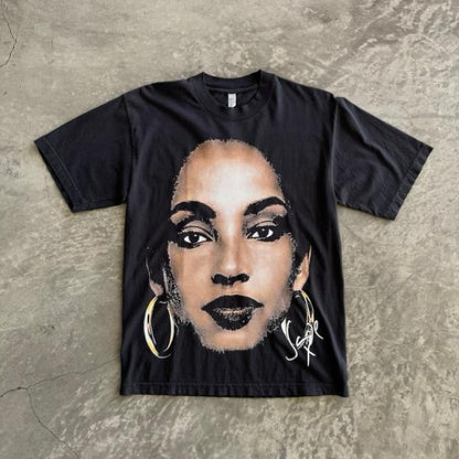 Unisex Vintage Sade TShirt Crewneck Shortsleeve