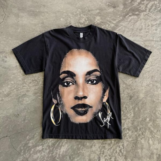 Unisex Vintage Sade TShirt Crewneck Shortsleeve