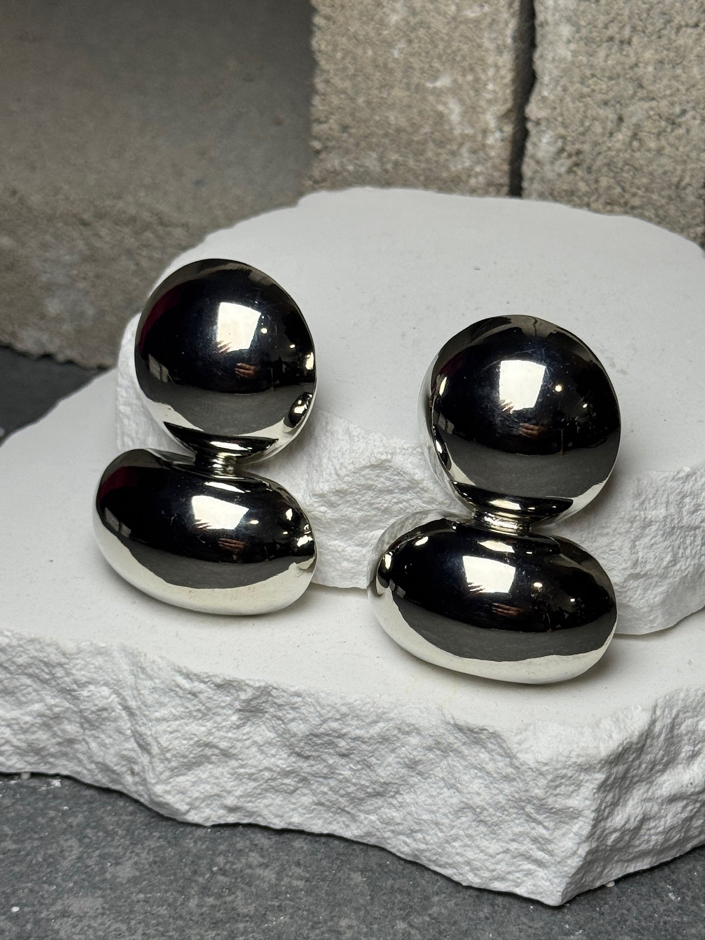 Twice The Drama Stud Clip On Earrings