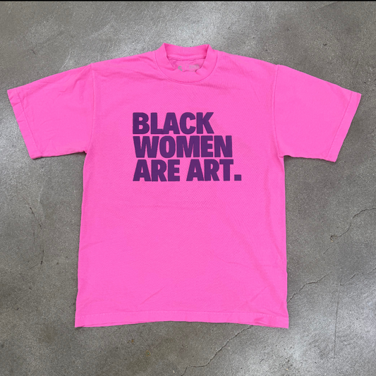 Neon Pink Black Women Are Art Unisex Oversized T-Shirt