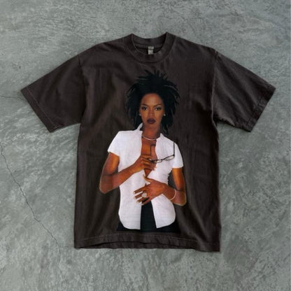 Women's Vintage Lauryn Hill Graphic Pattern T-Shirt made of Cotton for All Seasons