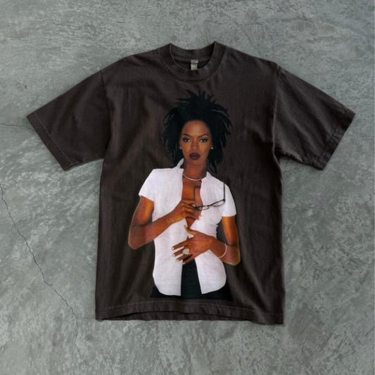 Women's Vintage Lauryn Hill Graphic Pattern T-Shirt made of Cotton for All Seasons