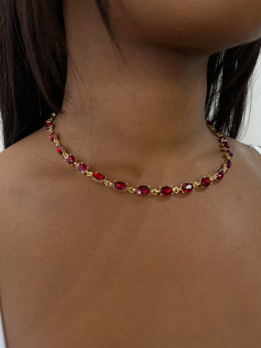 Chic Unisex Oval Stone Necklace With Gold Detail