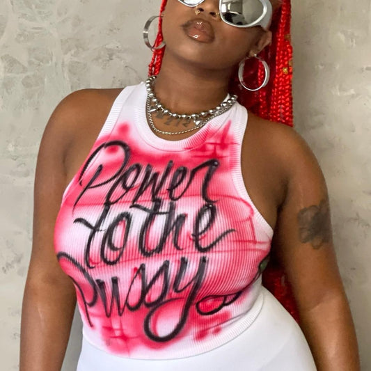 Power to the P Ribbed Airbrush Tank Top Crew Neck christmas shirt