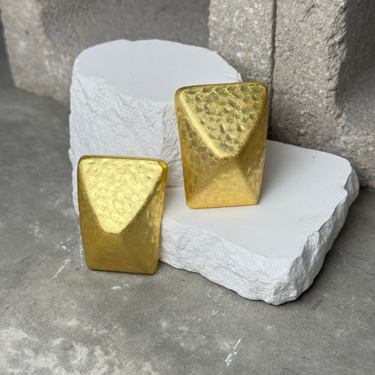 Gold Chunky Bold Statement Textured Earrings