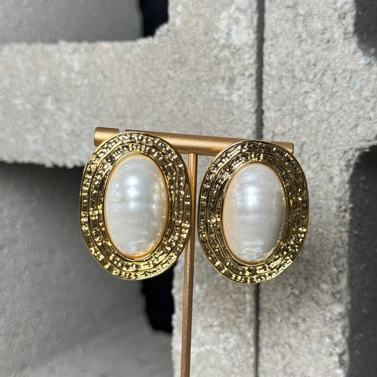 Golden Halo Pearl Earrings