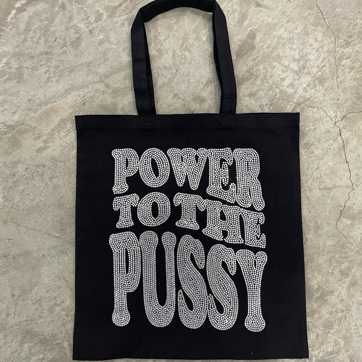Power to the P Rhinestoned Tote Bag for Women