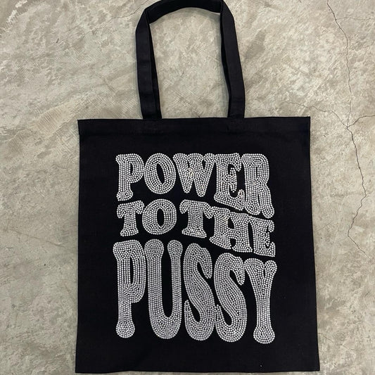 Power to the P Rhinestoned Tote Bag for Women
