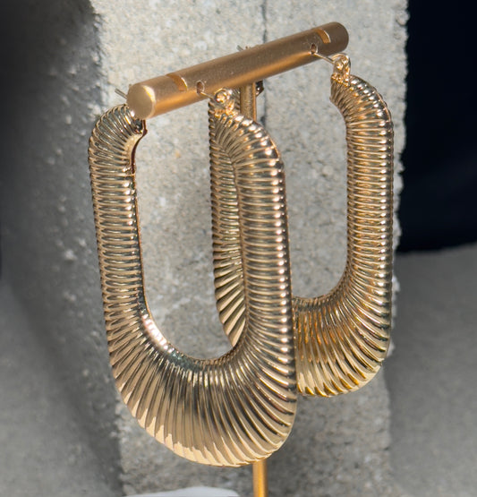 Show Stopper Oversized Ribbed Earrings - Gold-Tone Fashion Accessories for Stylish Looks