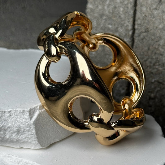 Gold Cap Cuff Bracelet 7"