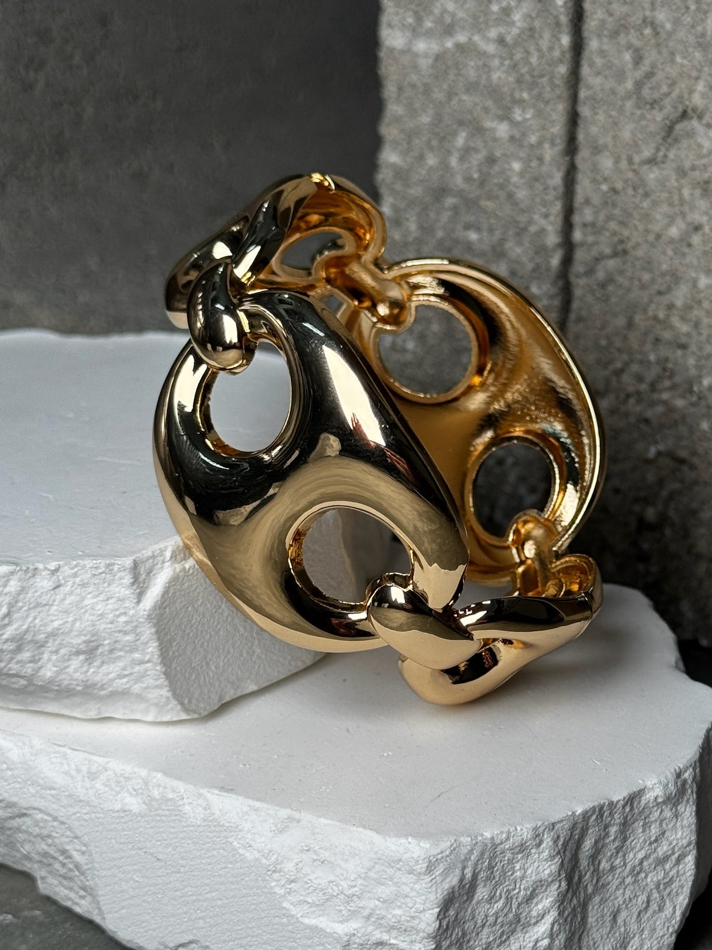 Gold Cap Cuff Bracelet 7"