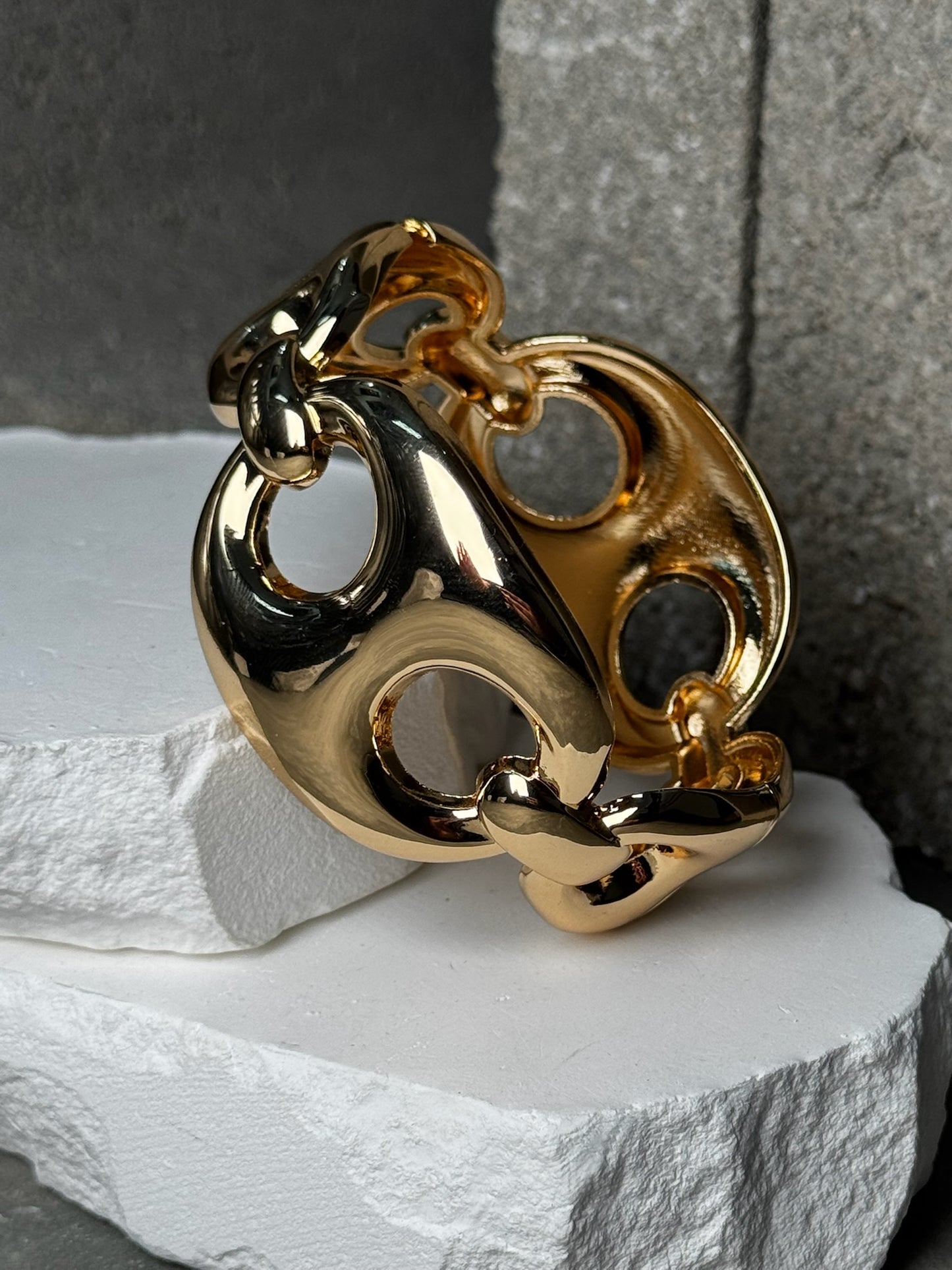 Gold Cap Cuff Bracelet 7"