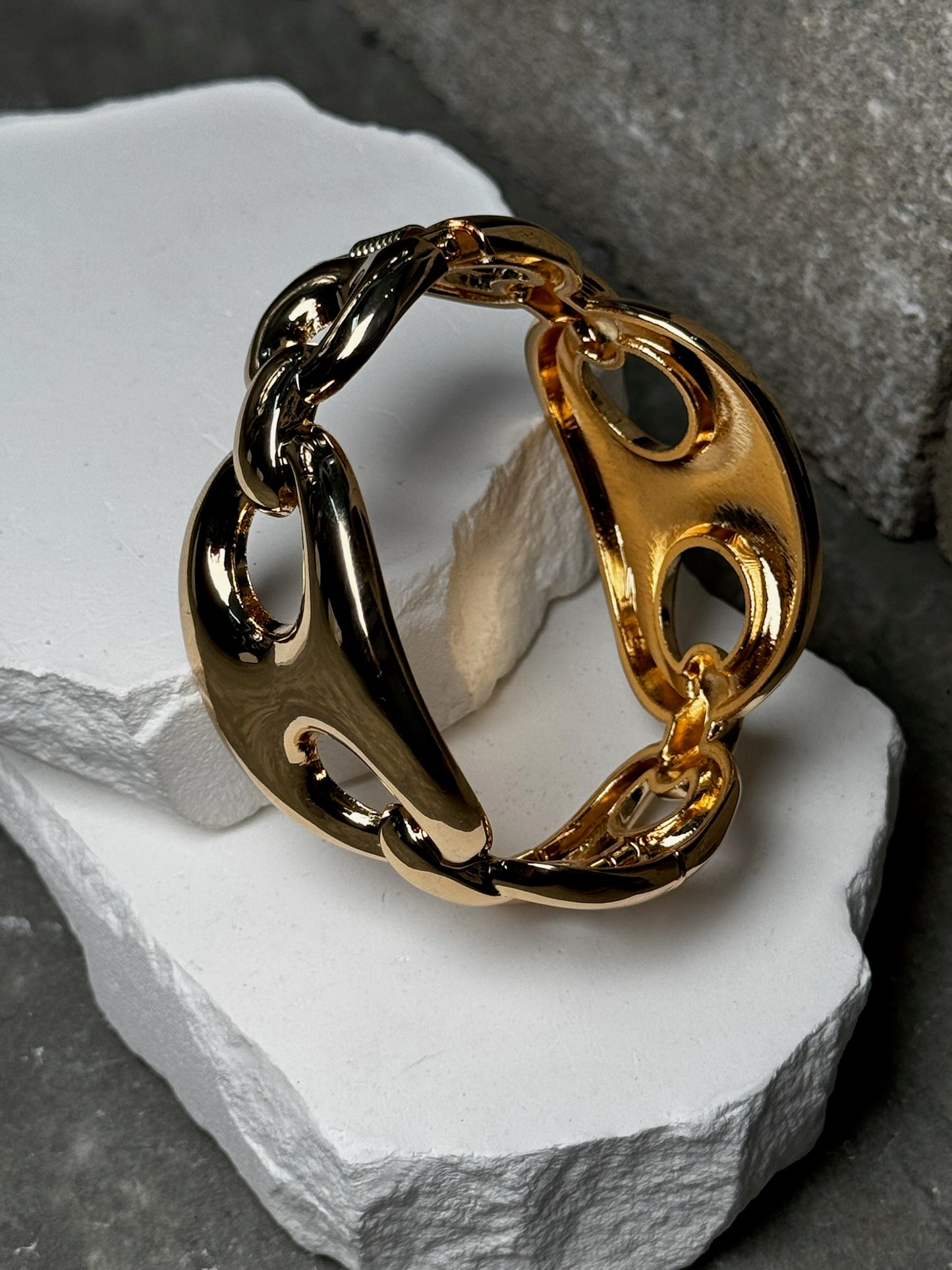 Gold Cap Cuff Bracelet 7"