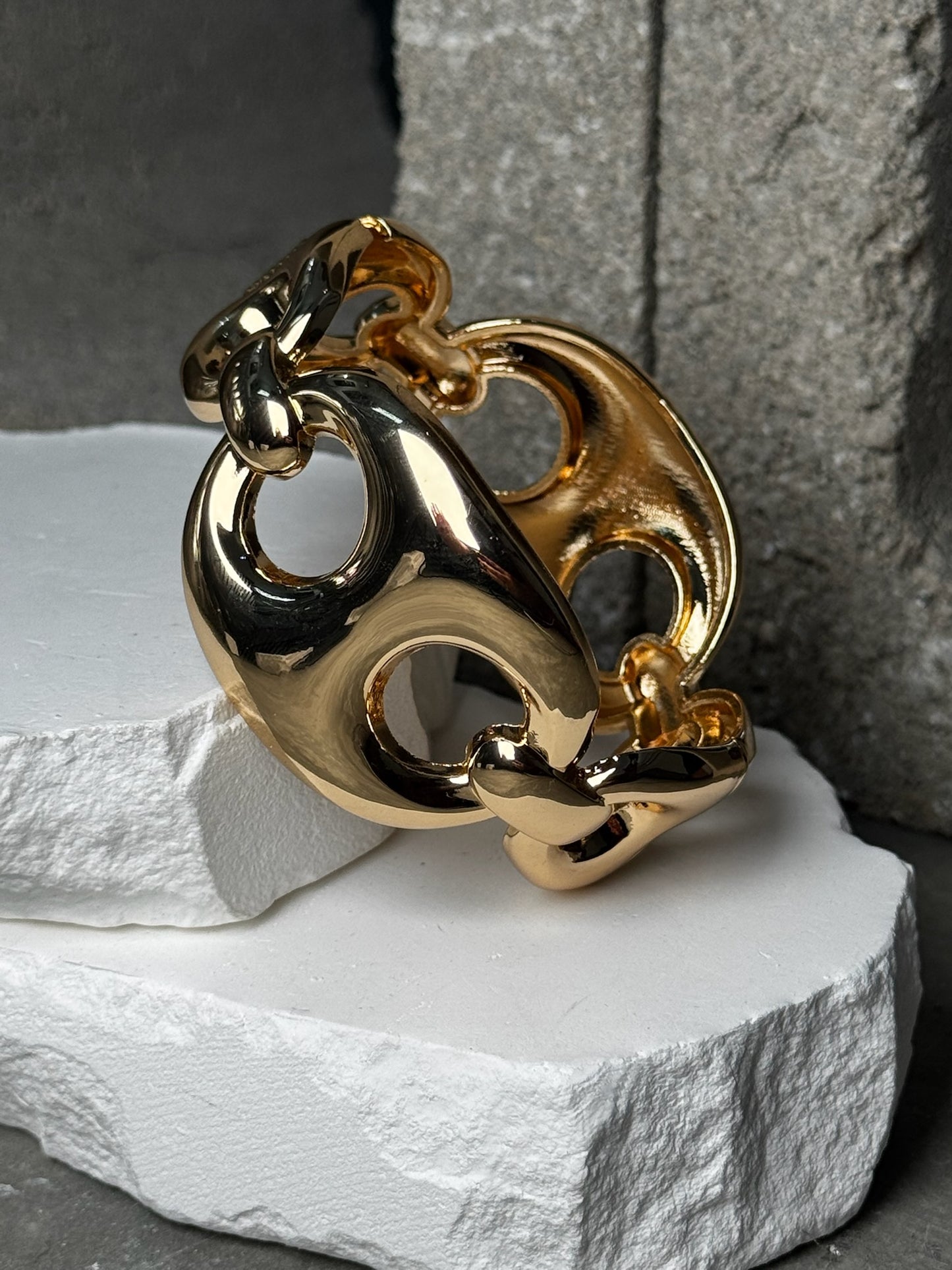 Gold Cap Cuff Bracelet 7"