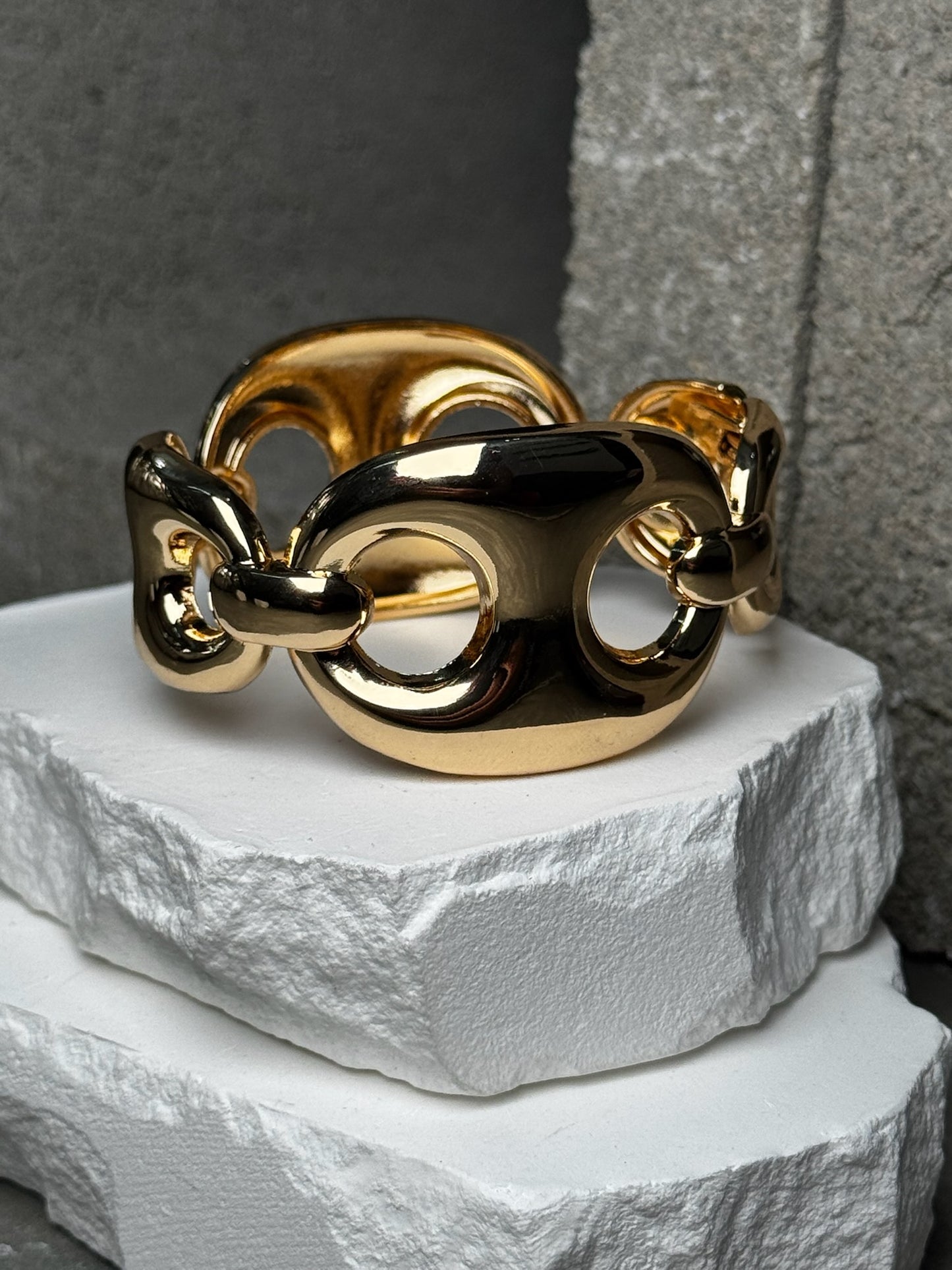 Gold Cap Cuff Bracelet 7"