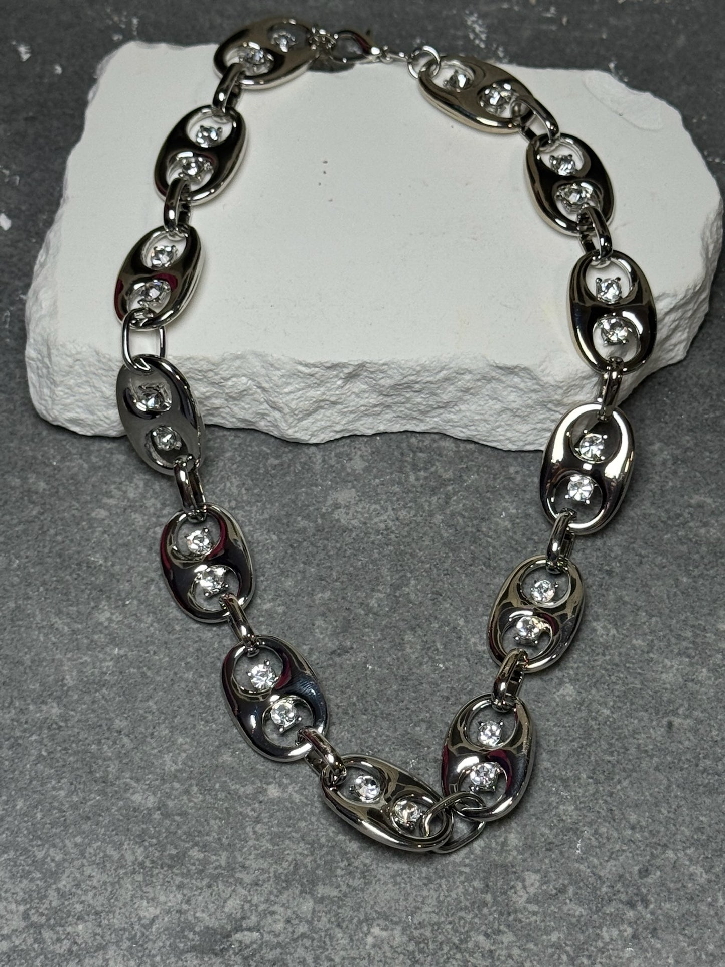 So Cap Rhinestone Necklace 17" w/ Extender