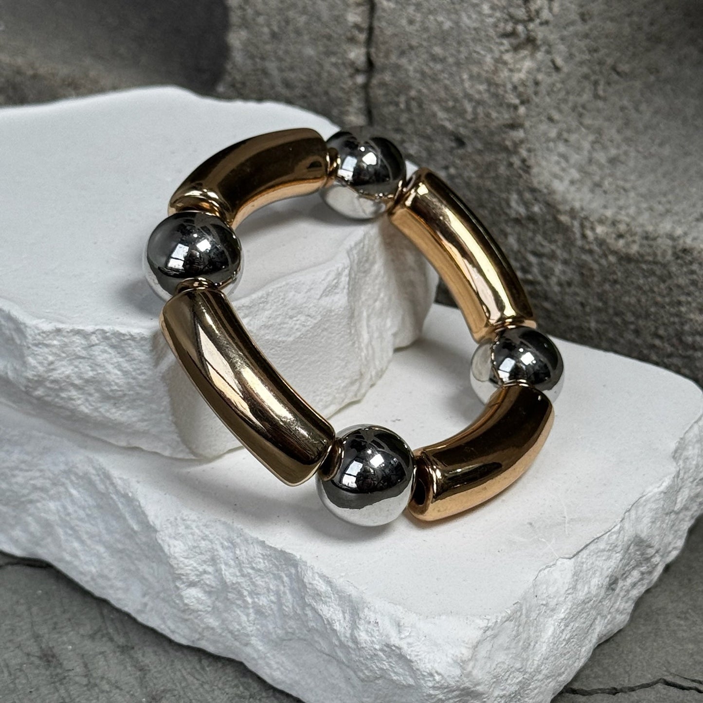 Chrome Fever Mix Metal Bracelet Expandable Up To 9"