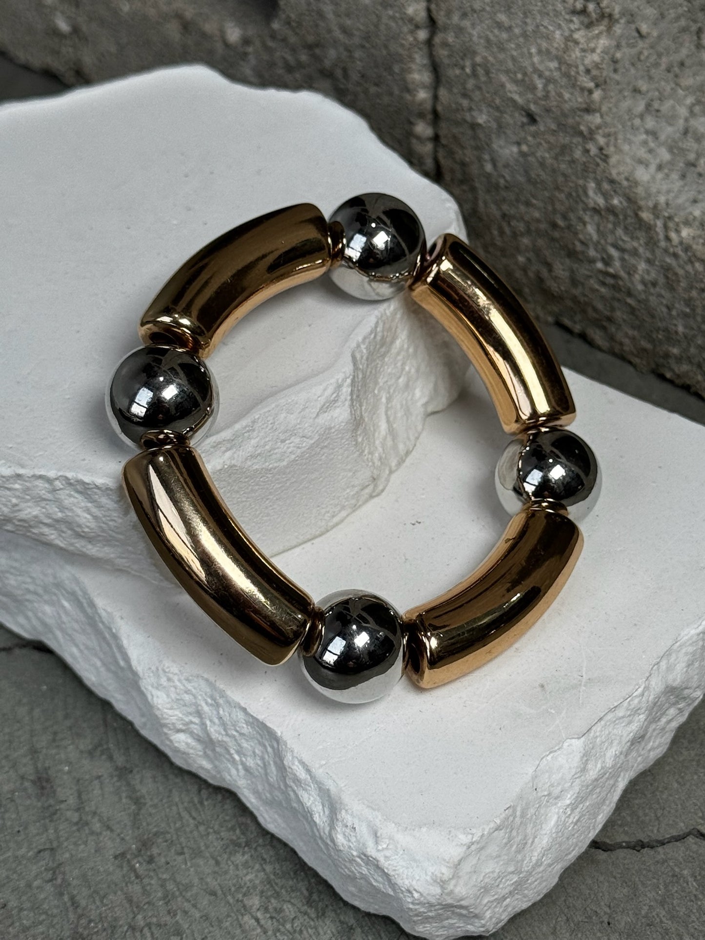 Chrome Fever Mix Metal Bracelet Expandable Up To 9"