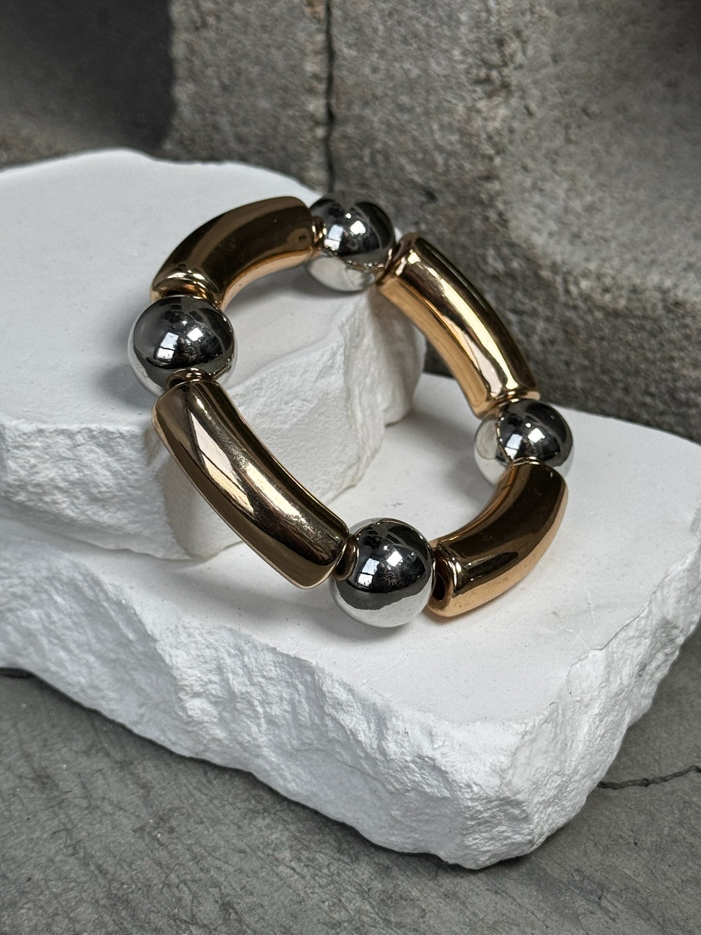 Chrome Fever Mix Metal Bracelet Expandable Up To 9"