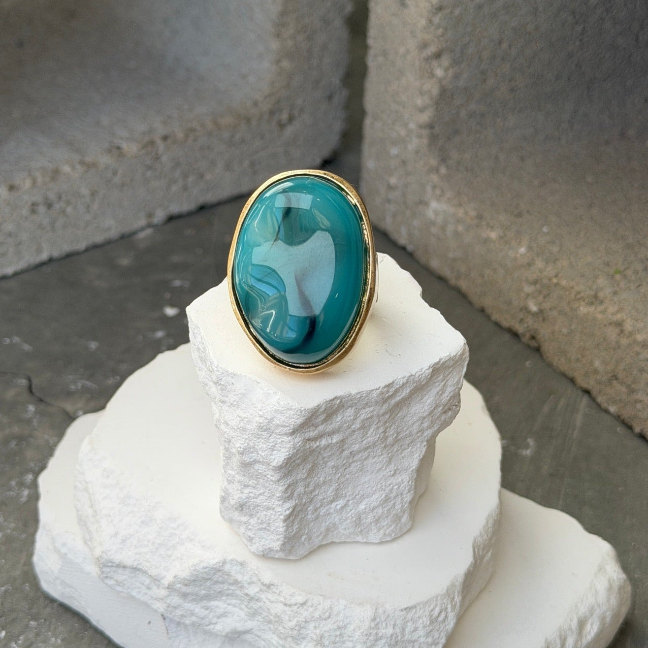 Bold Aura Gem Ring Expandable Ring Up To Size 10