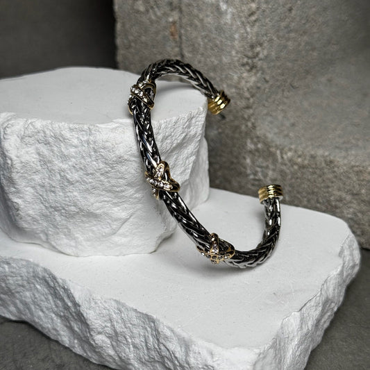 Diamond Dust Mix Metal Bracelet Up To 7"