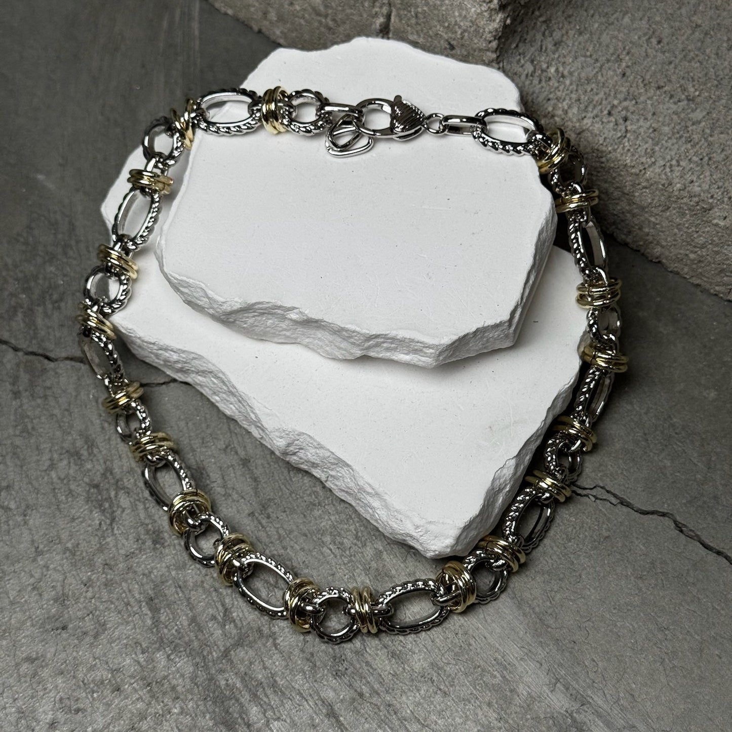 Pure Magic Mixed Metal Link Necklace 16"