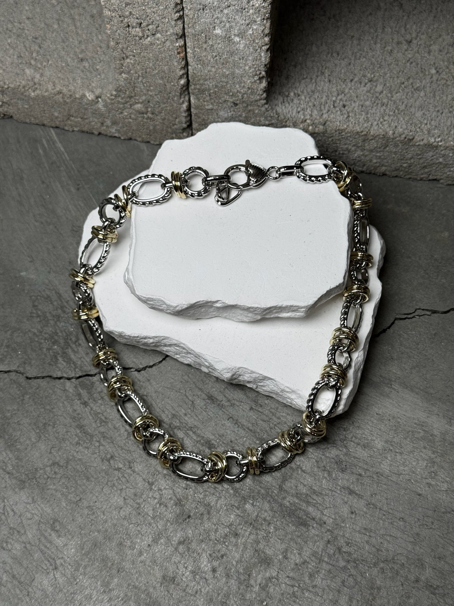 Pure Magic Mixed Metal Link Necklace 16"