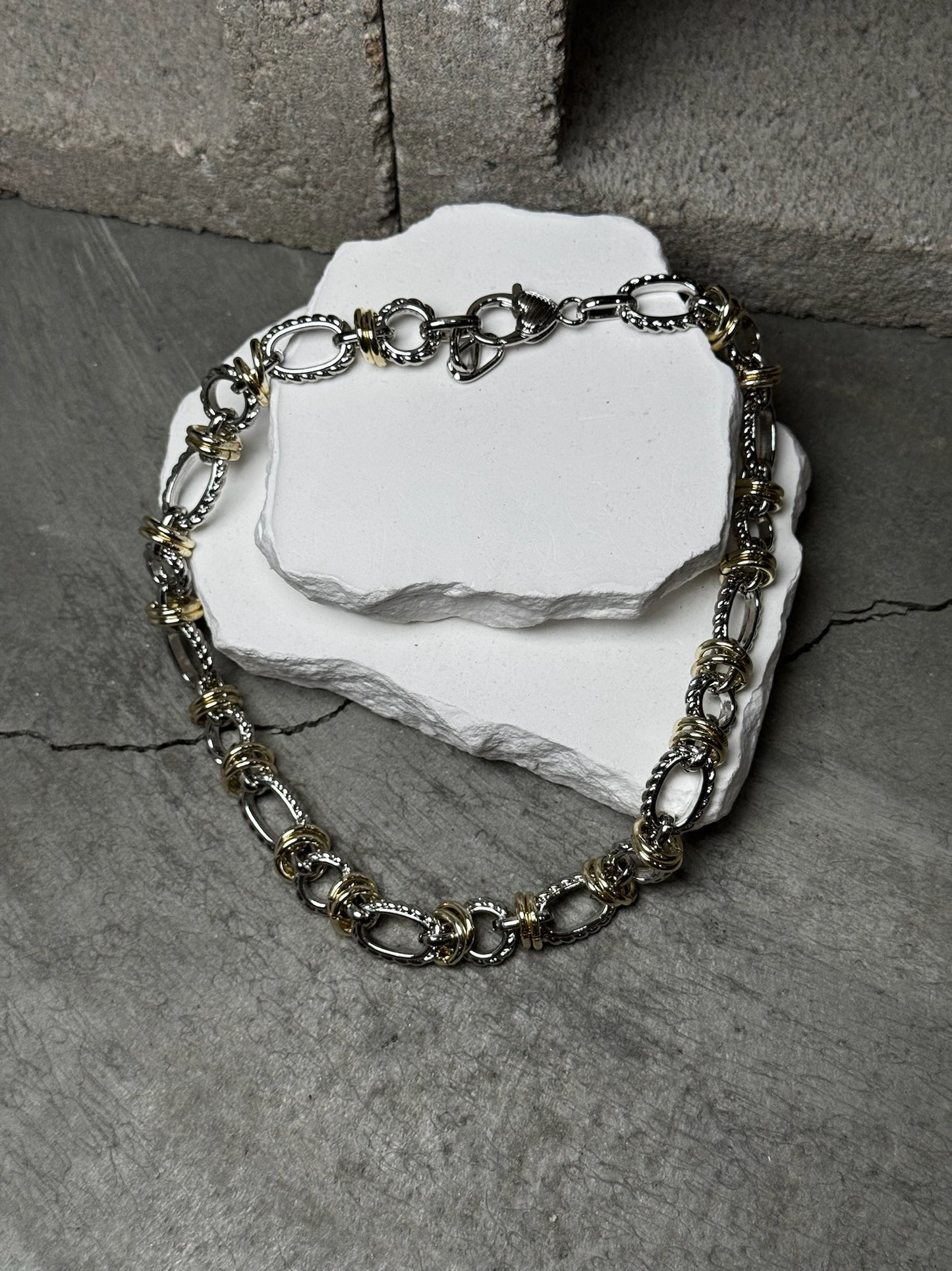 Pure Magic Mixed Metal Link Necklace 16"