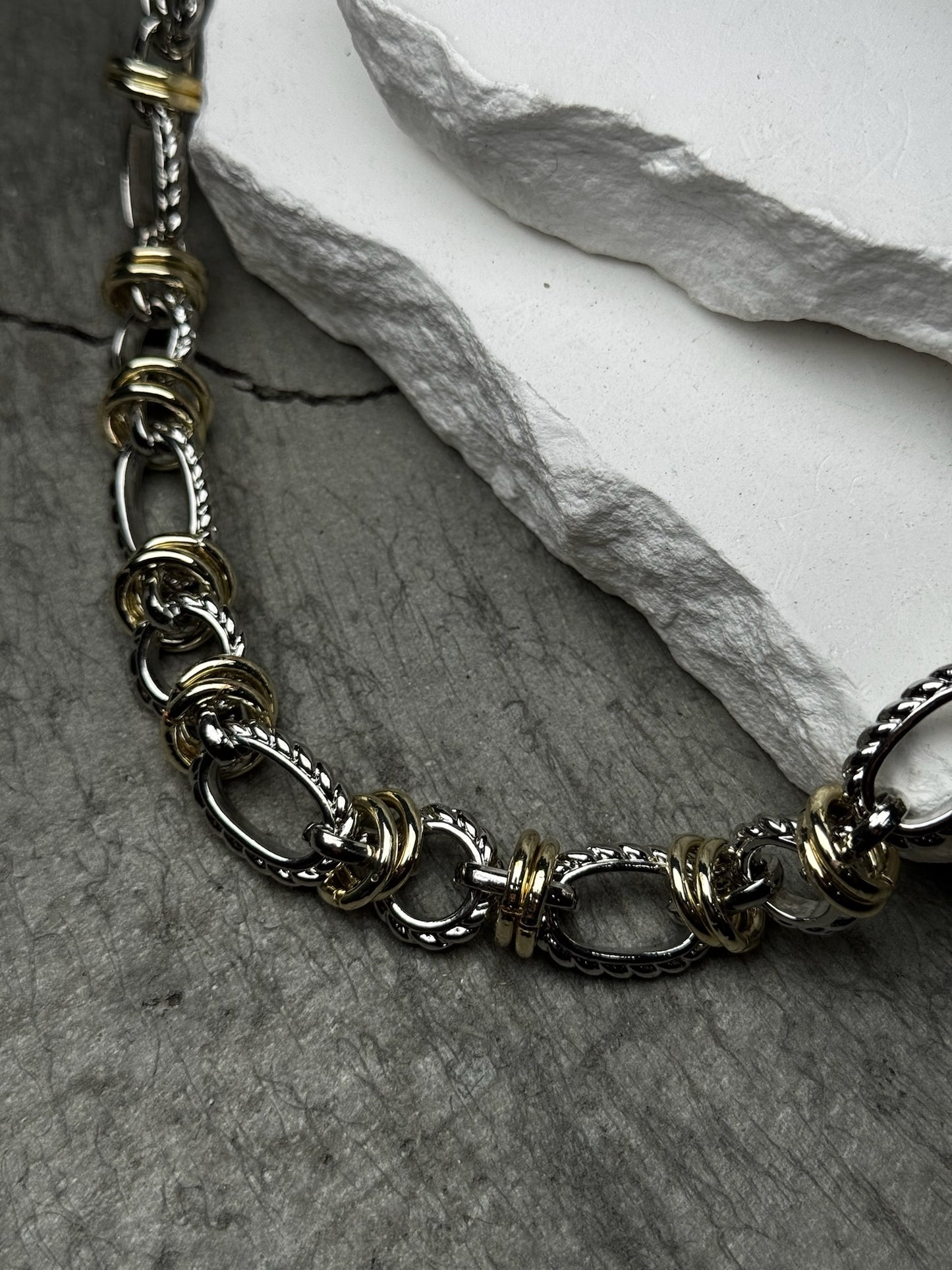 Pure Magic Mixed Metal Link Necklace 16"