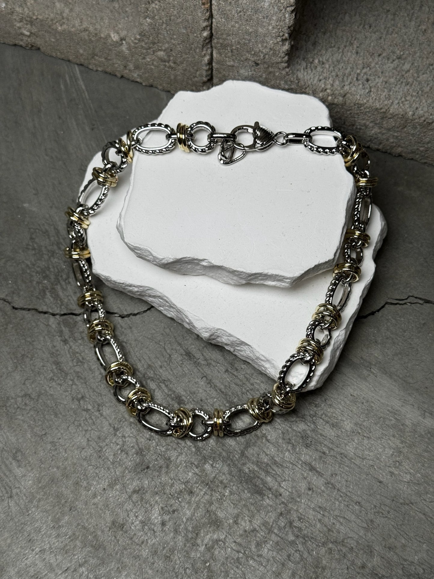 Pure Magic Mixed Metal Link Necklace 16"