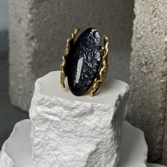 Midnight Metal Expandable Ring Up To 10"