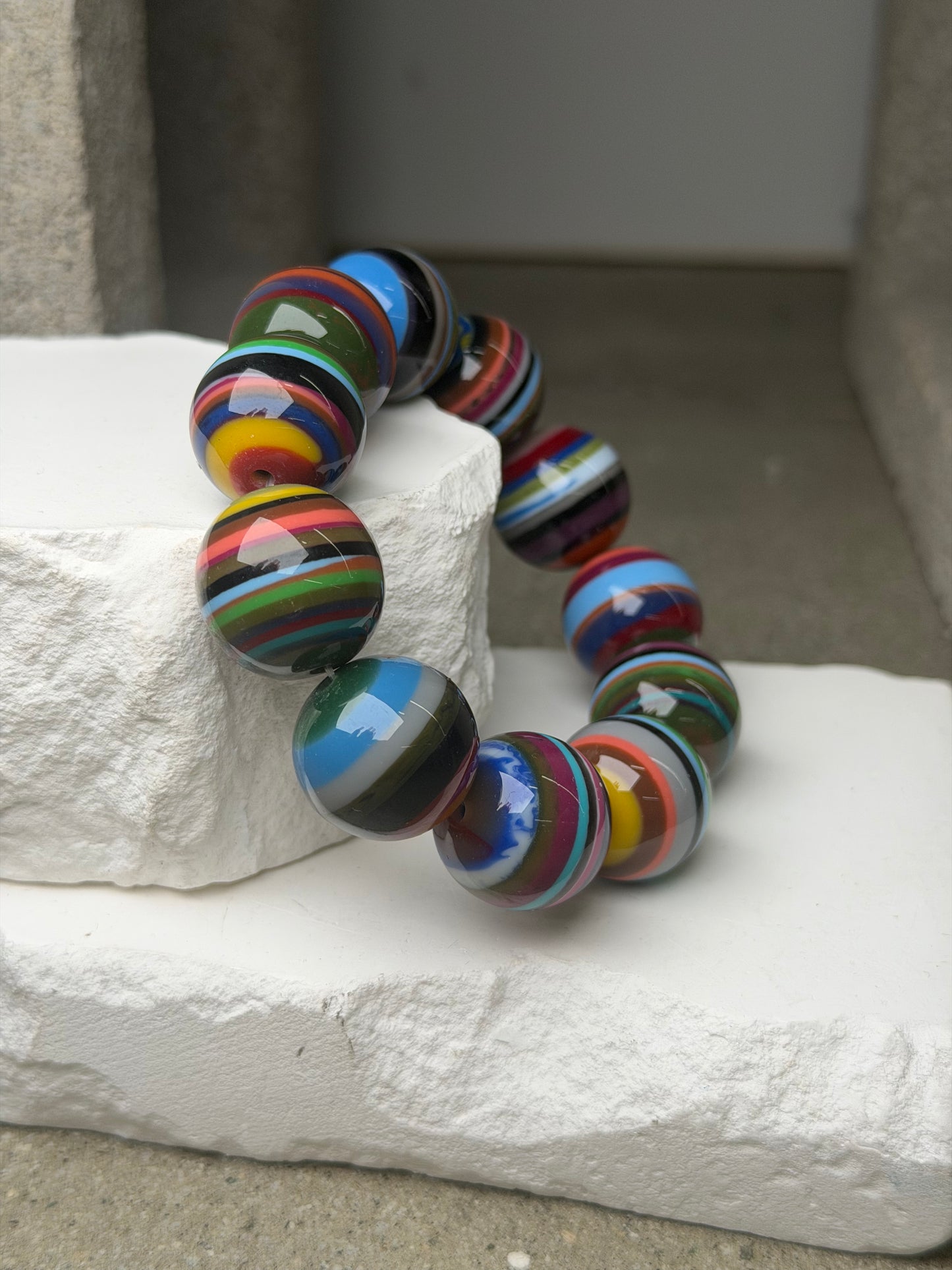 The Color Wheel Beaded Bracelet 7.5''