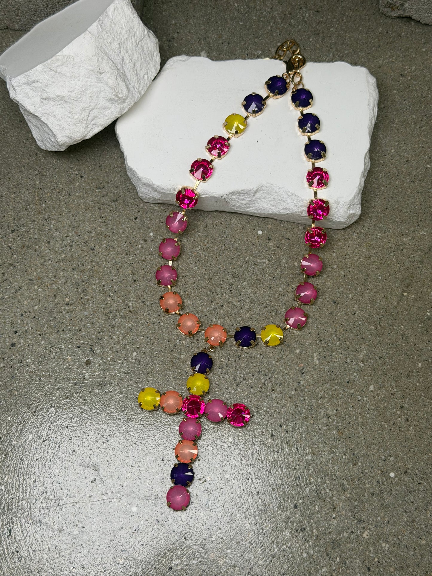 The Stained Glass Cross Necklace 19'