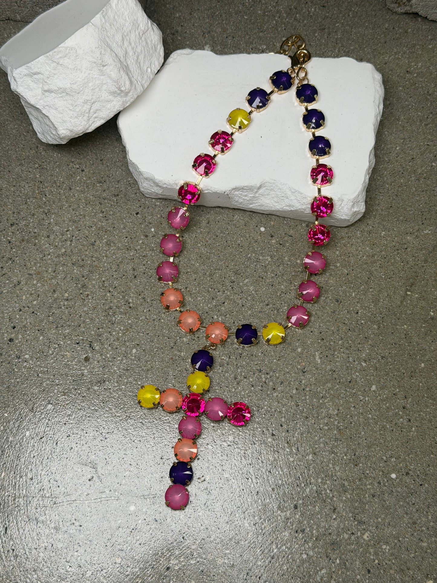 The Stained Glass Cross Necklace 19'