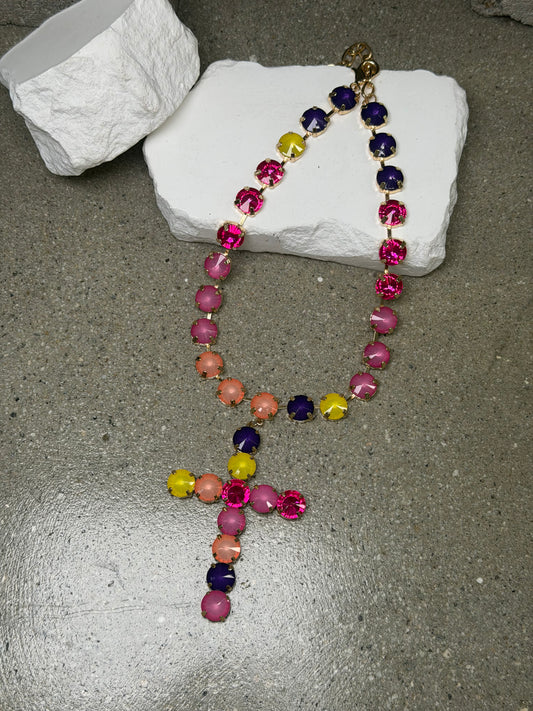 The Stained Glass Cross Necklace 19'
