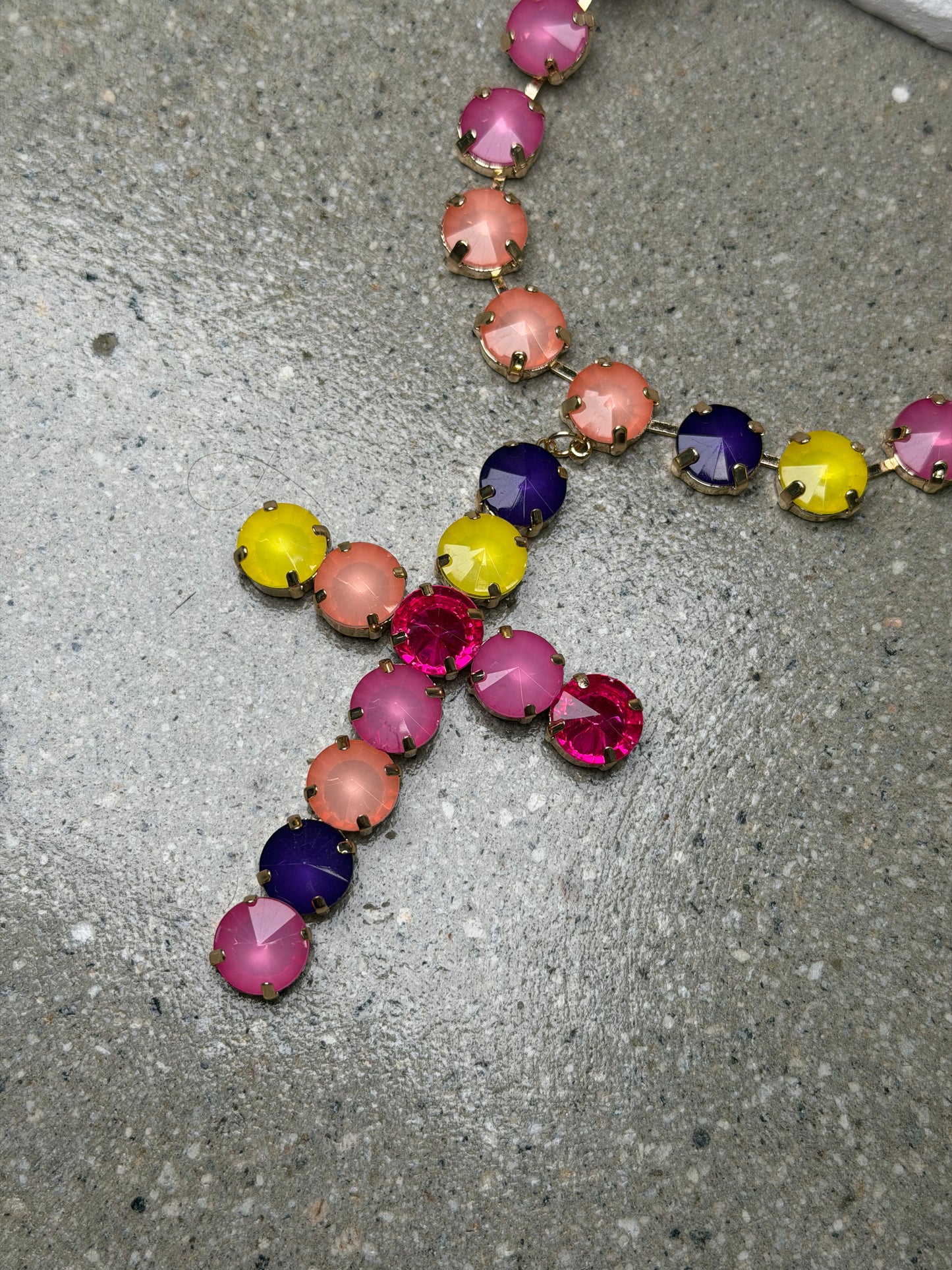 The Stained Glass Cross Necklace 19'