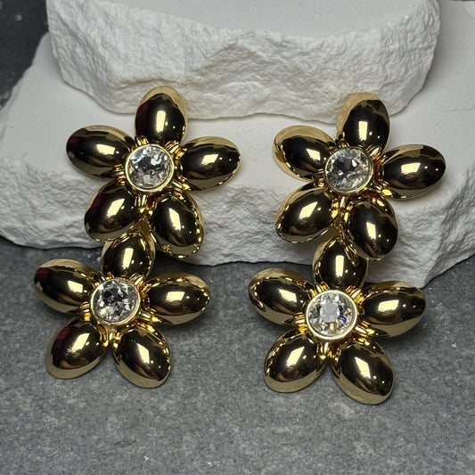 Shine Language Layered Flower Earrings