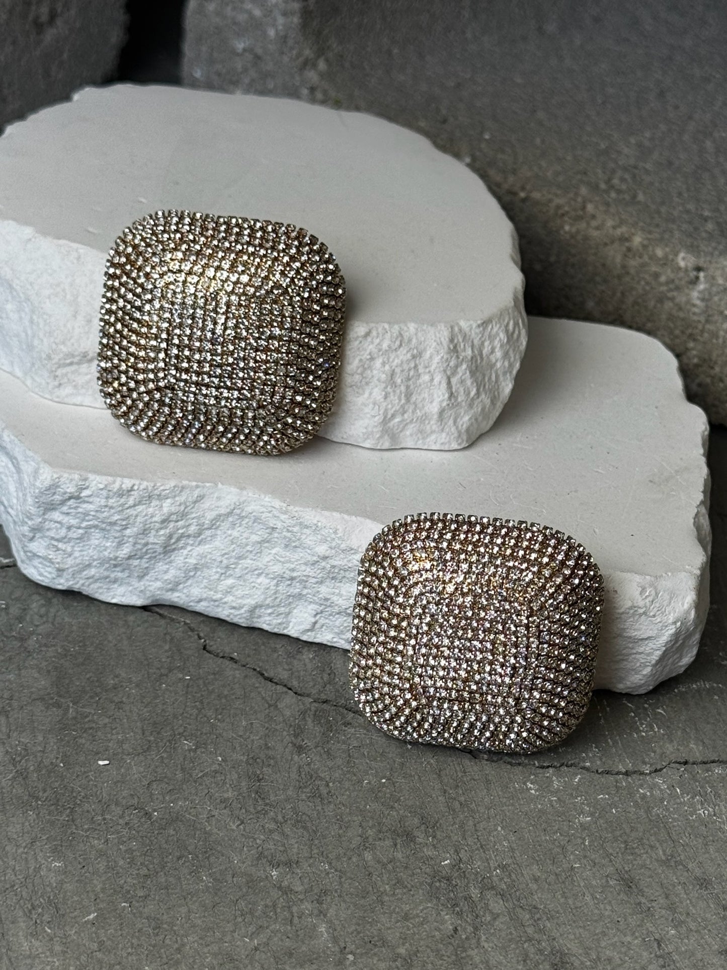 Sparkle Bomb Square Stud Earrings