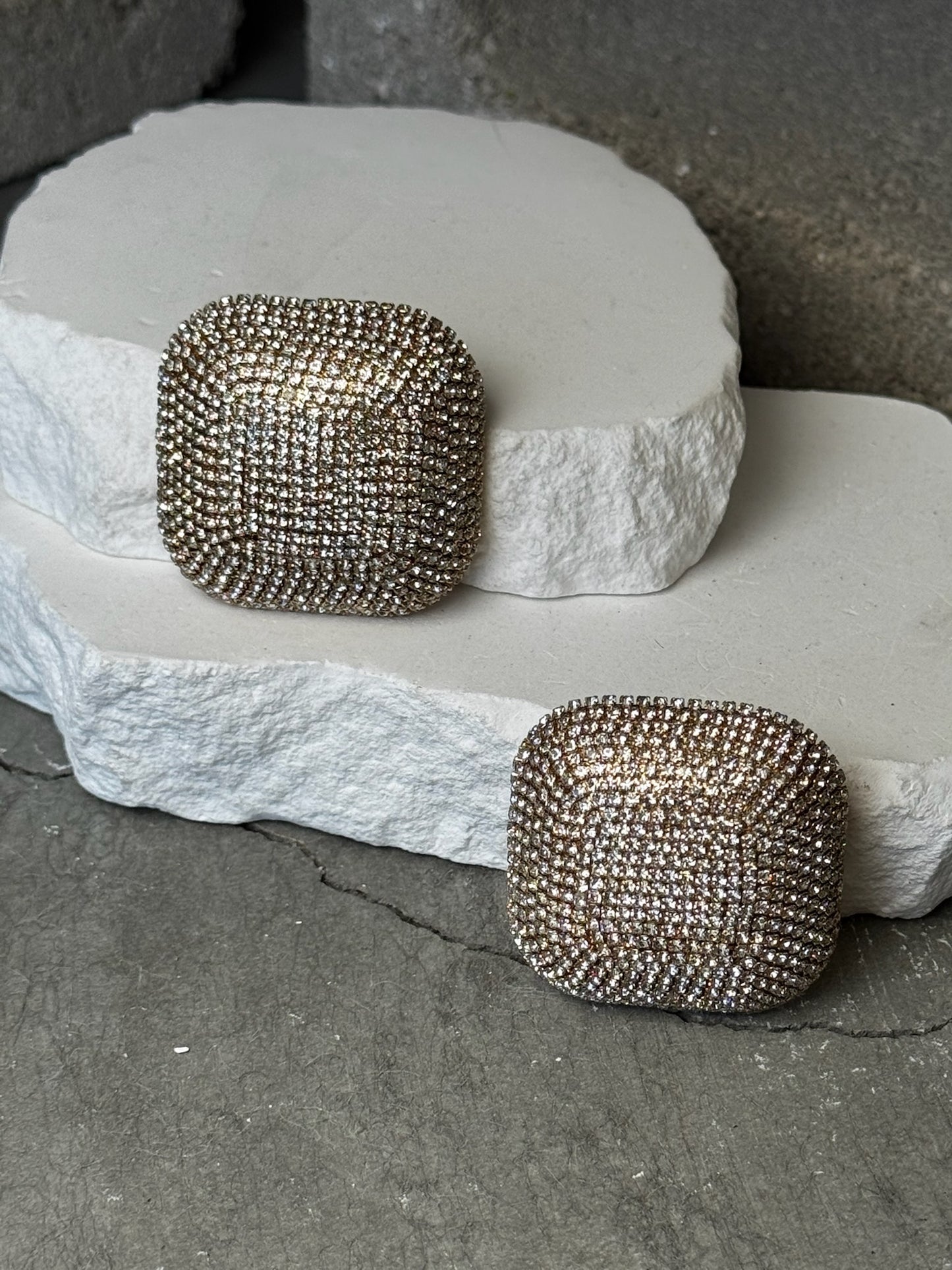 Sparkle Bomb Square Stud Earrings
