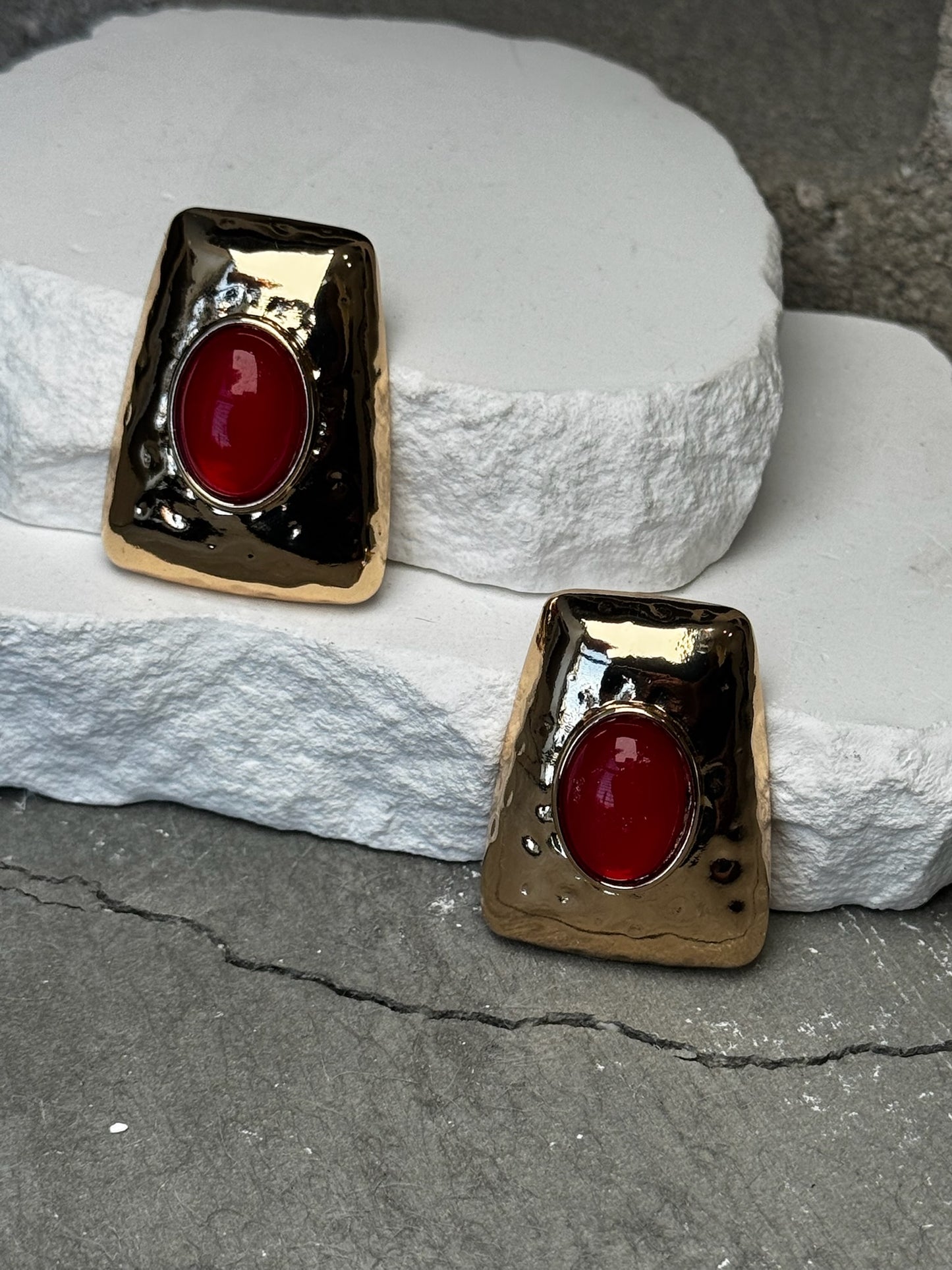 Red Velvet Radiance Stud Earrings